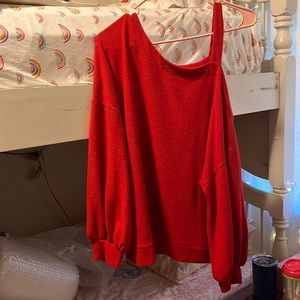 Off-the-Shoulder Long Sleeve Shirt